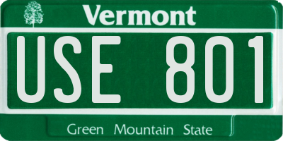 VT license plate USE801