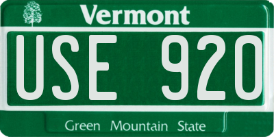 VT license plate USE920