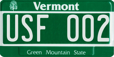 VT license plate USF002