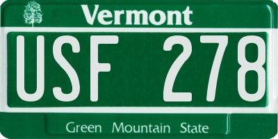VT license plate USF278