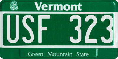 VT license plate USF323