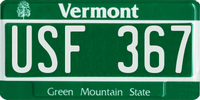VT license plate USF367