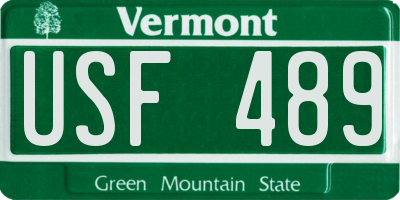 VT license plate USF489
