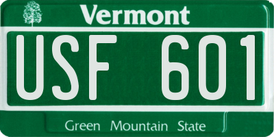 VT license plate USF601