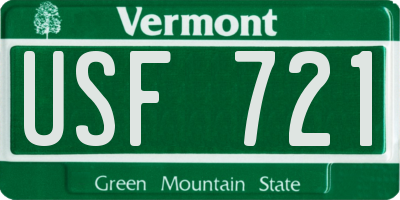VT license plate USF721