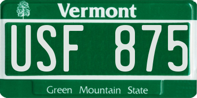 VT license plate USF875