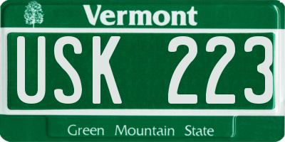 VT license plate USK223