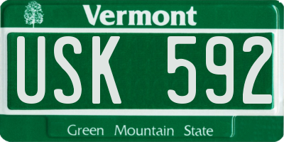 VT license plate USK592