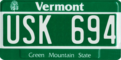 VT license plate USK694