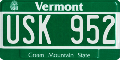 VT license plate USK952