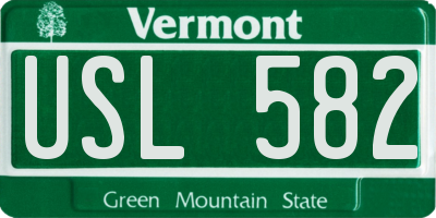 VT license plate USL582