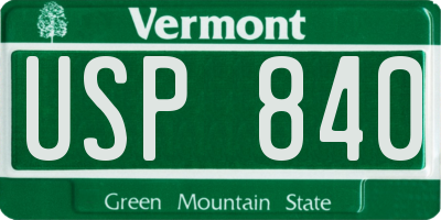 VT license plate USP840