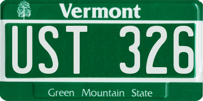 VT license plate UST326