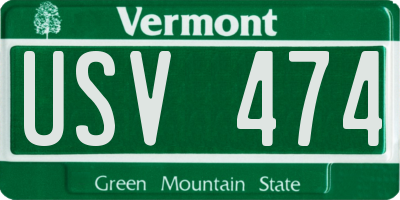 VT license plate USV474