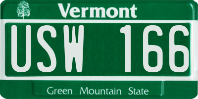 VT license plate USW166