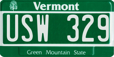 VT license plate USW329