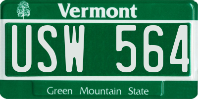 VT license plate USW564