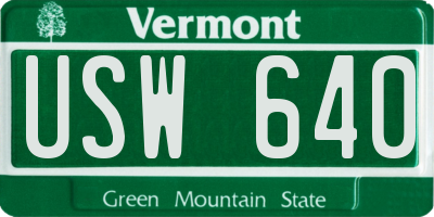 VT license plate USW640