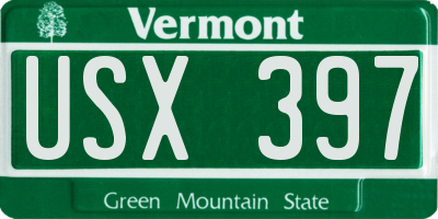 VT license plate USX397