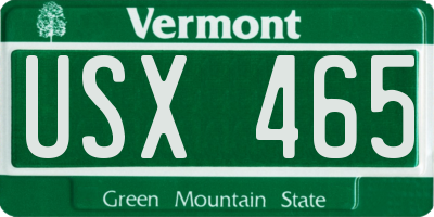 VT license plate USX465