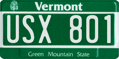 VT license plate USX801