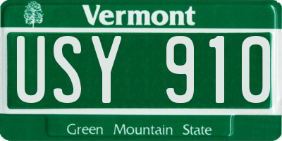 VT license plate USY910