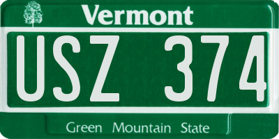 VT license plate USZ374