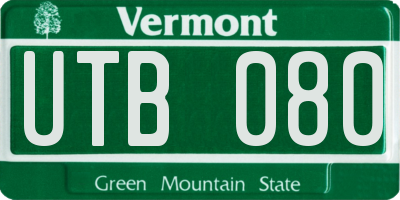 VT license plate UTB080