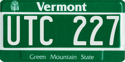 VT license plate UTC227
