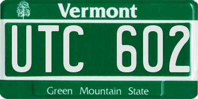 VT license plate UTC602