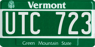 VT license plate UTC723