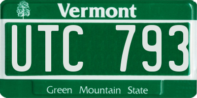 VT license plate UTC793