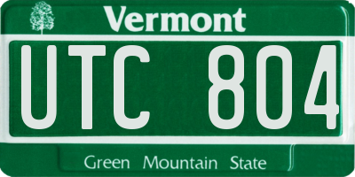 VT license plate UTC804