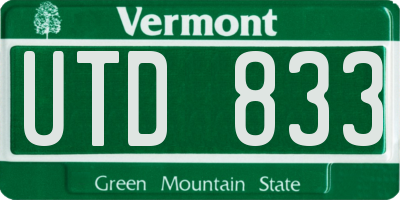 VT license plate UTD833