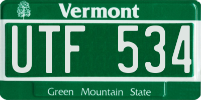 VT license plate UTF534
