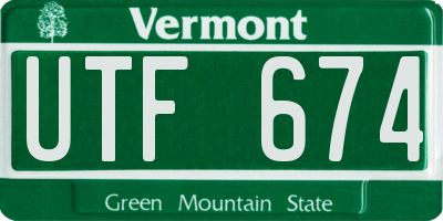VT license plate UTF674