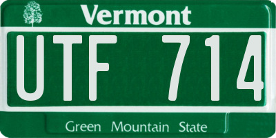VT license plate UTF714