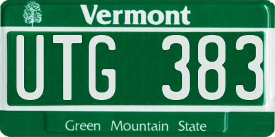 VT license plate UTG383