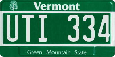VT license plate UTI334