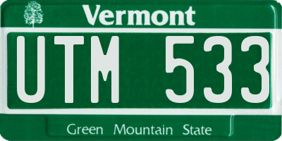 VT license plate UTM533