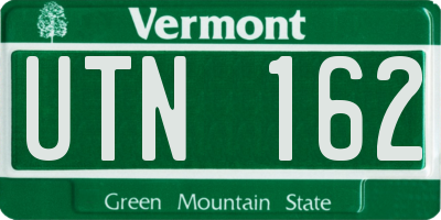VT license plate UTN162