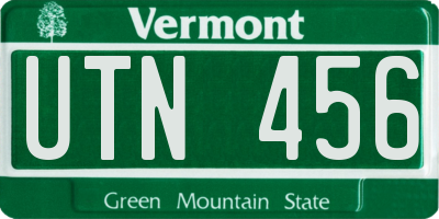 VT license plate UTN456