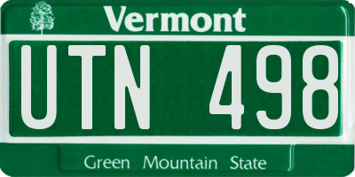 VT license plate UTN498