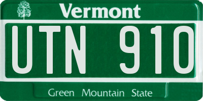 VT license plate UTN910