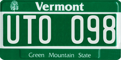 VT license plate UTO098