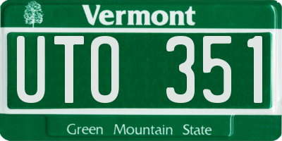 VT license plate UTO351