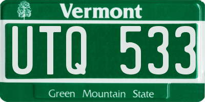 VT license plate UTQ533