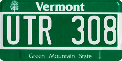 VT license plate UTR308