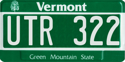 VT license plate UTR322
