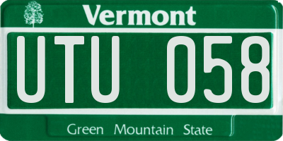 VT license plate UTU058